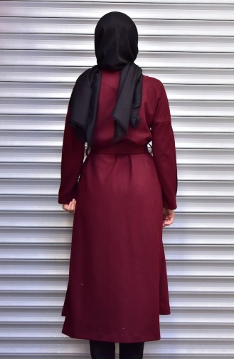 SUKRAN Belted Cape 35799-02 Claret Red 35799-02