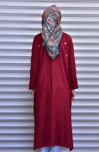 Hidden Buttoned Suede Tunic 50360-06 Claret Red 50360-06