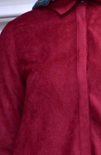 Hidden Buttoned Suede Tunic 50360-06 Claret Red 50360-06