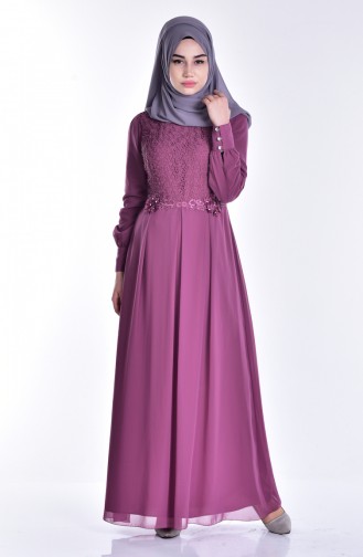 Dusty Rose Hijab Evening Dress 52640-02