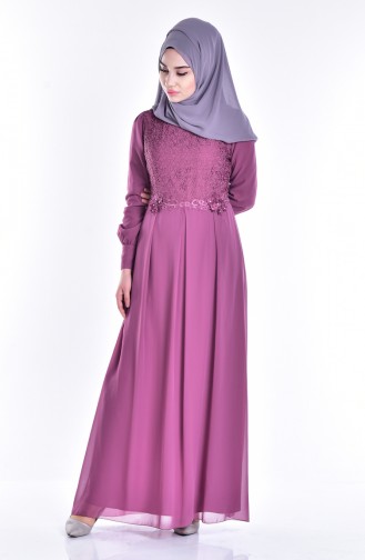 Dusty Rose Hijab Evening Dress 52640-02