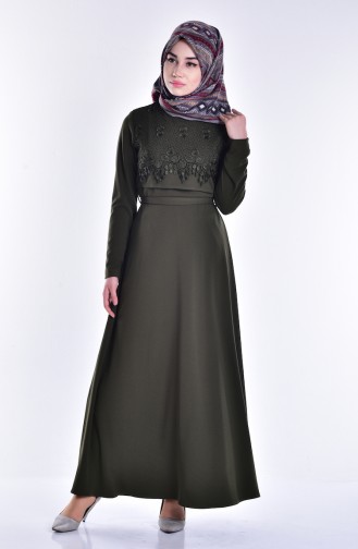 Khaki Hijab Dress 0117-03