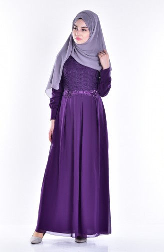 Purple Hijab Evening Dress 52640-03