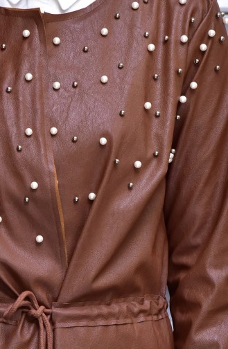 Leather Jacket with Pearls 4539-01 Tobacco 4539-01