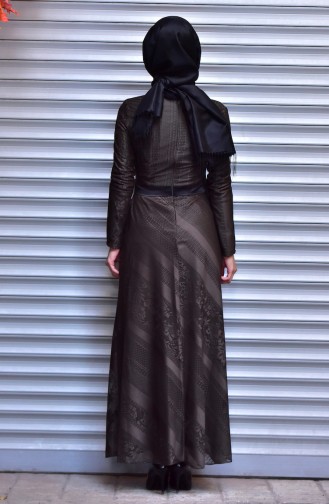 Khaki Hijab Dress 32858-02