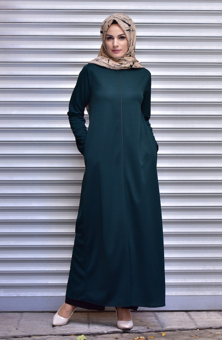 Abaya dubai luxe vert émeraude main image 0