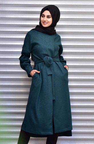 SUKRAN Belted Cape 35799-05 Emerald Green 35799-05