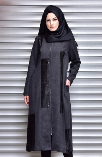 SUKRAN Leather Detail Cape 35791-01 Anthracite 35791-01