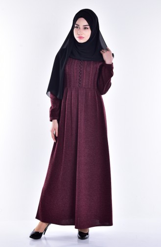 Claret Red Hijab Dress 0150-01