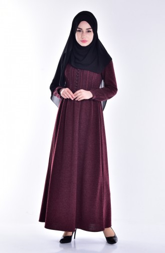 Claret Red Hijab Dress 0150-01