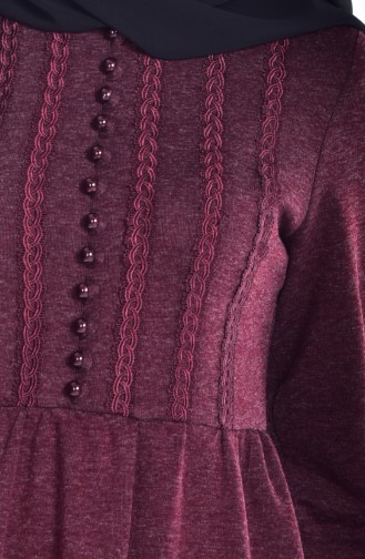 Kleid mit Knöpfen Detail 0150-01 Weinrot 0150-01