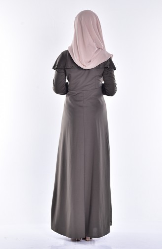 Khaki Hijab Dress 4432-02