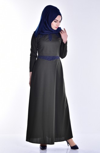 Khaki Hijab Dress 8000-04