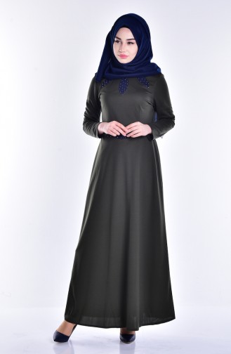 Khaki Hijab Dress 8000-04