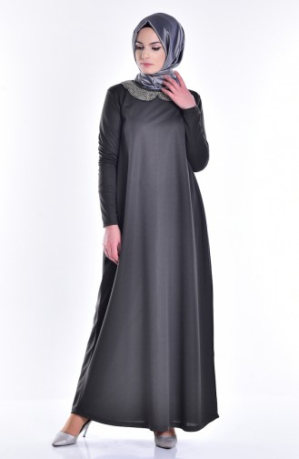 Khaki Hijab Dress 2125-02