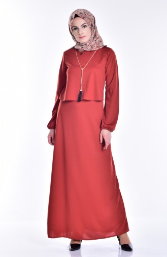 Brick Red Hijab Dress 4426-06