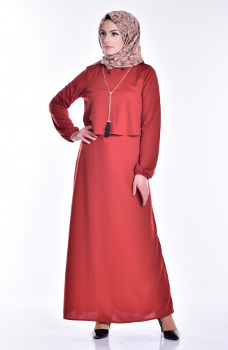 Brick Red Hijab Dress 4426-06