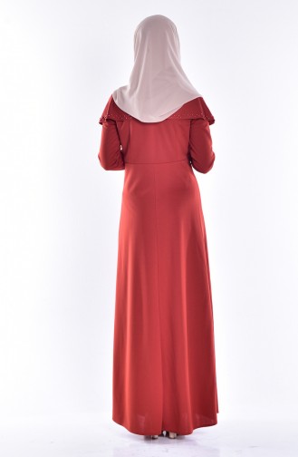 Brick Red Hijab Dress 4432-06