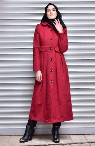 Buttoned Cache Coat 7002-12 Red 7002-12