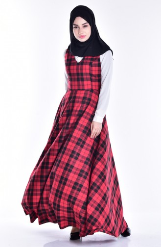Red Hijab Dress 7153-03