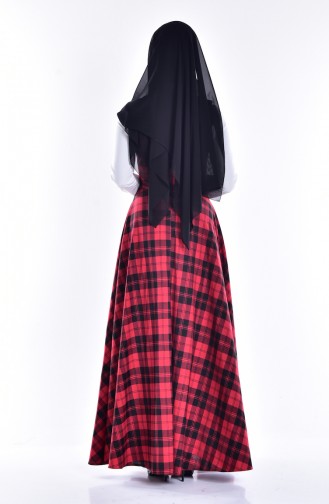 Red Hijab Dress 7153-03