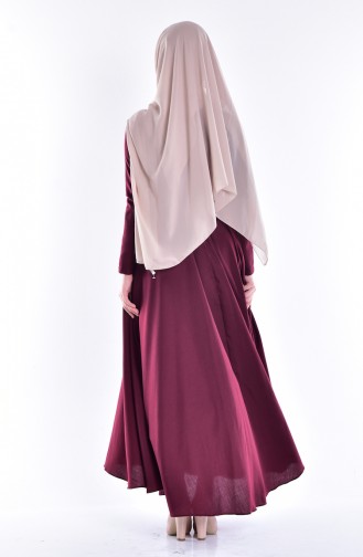 Dark Claret Red Hijab Dress 4122A-13
