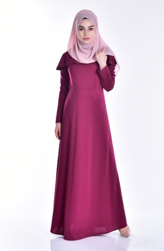 Plum Hijab Dress 4432-04