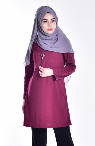 Tunic with Necklace 4429-02 Maroon 4429-02