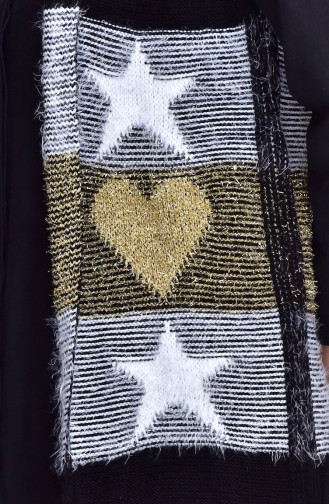 Glittered Knitwear Vest 1081-12 Black White 1081-12