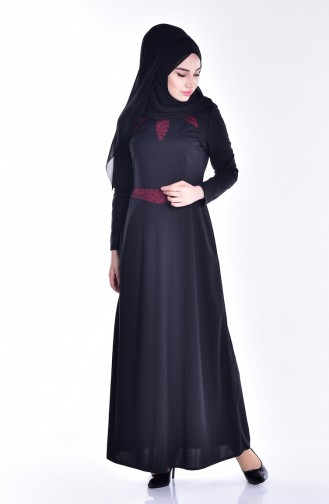 Kleid mit Perlen 8000-06 Schwarz 8000-06