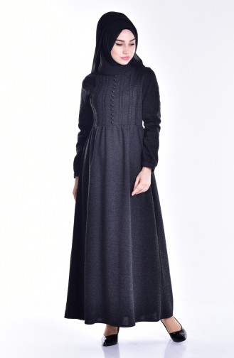 Kleid mit Knöpfen Detail 0150-02 Schwarz 0150-02