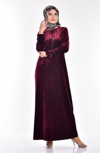 Claret Red Hijab Dress 1511-02