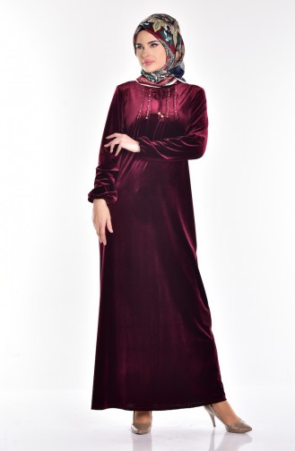 Claret Red Hijab Dress 1511-02