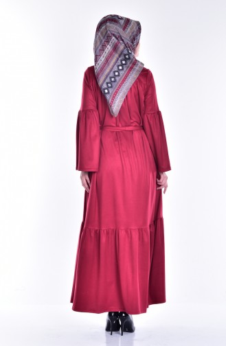 Claret Red Hijab Dress 7554-02