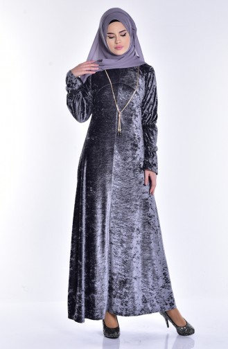 Gray Hijab Dress 7562-01
