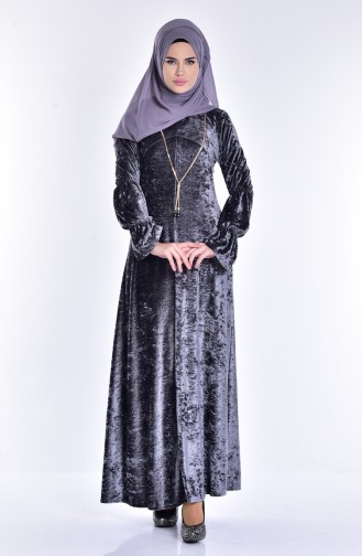 Gray Hijab Dress 7562-01