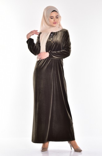 Khaki Hijab Dress 1511-04