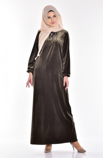 Khaki Hijab Dress 1511-04