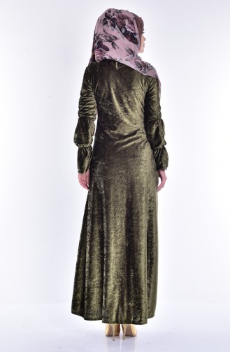 Khaki Hijab Dress 7562-03