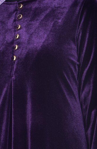 Buttoned Velvet Dress 1516-02 Purple 1516-02