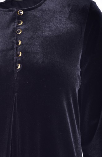 Buttoned Velvet Dress 1516-01 Black 1516-01
