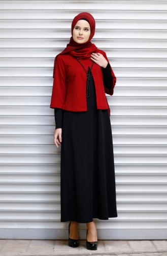 Weinrot Hijab Kleider 1198-05