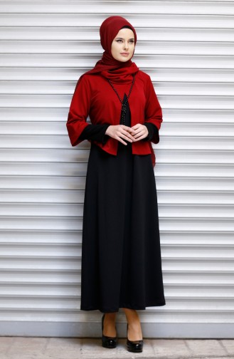 Weinrot Hijab Kleider 1198-05