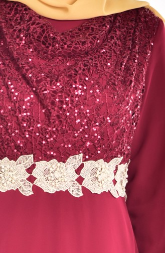 Sequin Lace Dress 3232-02 Claret Red 3232-02