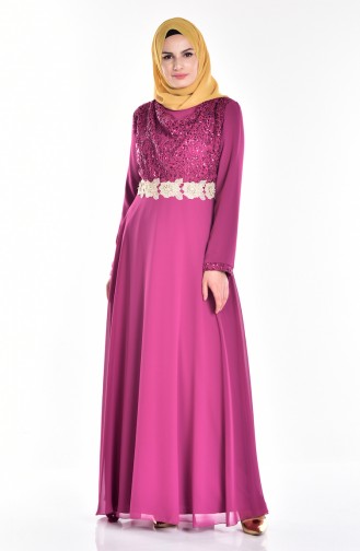 Sequin Lace Dress 3232-03 Fuchsia 3232-03