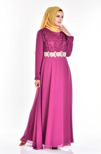 Sequin Lace Dress 3232-03 Fuchsia 3232-03