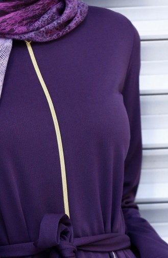 Abaya with Belt 4120-01 Purple 4120-01