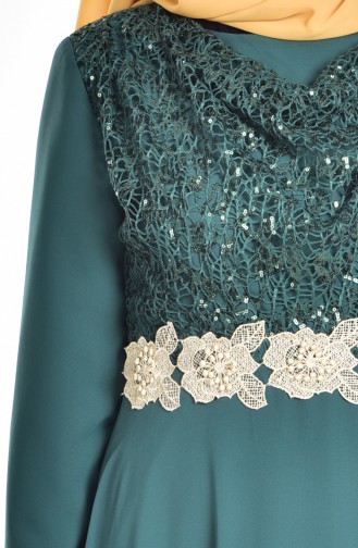 Degaje Yaka Abiye Elbise 3232-04 Yeşil 3232-04