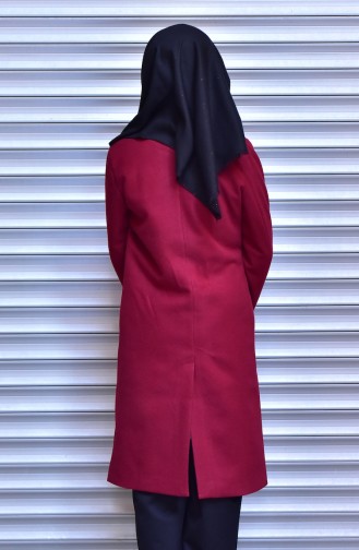 معطف طويل أحمر كلاريت 4574-05