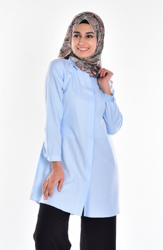 Chemise a Boutons Cachés 1014-10 Bleu Glacé 1014-10